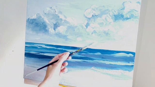 Acrylic Painting 2 colors only 🌱 Paint with me Stormy Ocean Waves ✨ Cozy Art Vlog смотреть онлайн