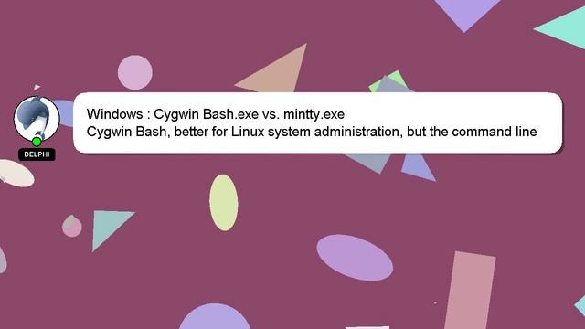 Windows : Cygwin Bash.exe vs. mintty.exe смотреть онлайн