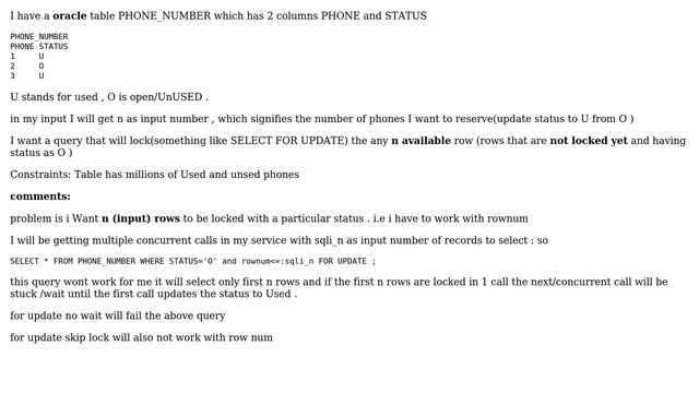 Databases: lock and get next n records from table in oracle смотреть онлайн