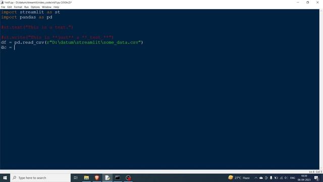 Streamlit Tutorial - 1 for beginners| streamlit st.text, st.write, st.code | text , write, code. смотреть онлайн