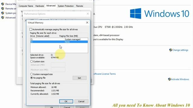 Adjust Virtual Memory on windows 10 to optimize system performance смотреть онлайн