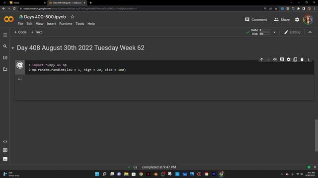 Generating a list of random integers & using np.random.choice to choose from the list| Day 408 of D смотреть онлайн