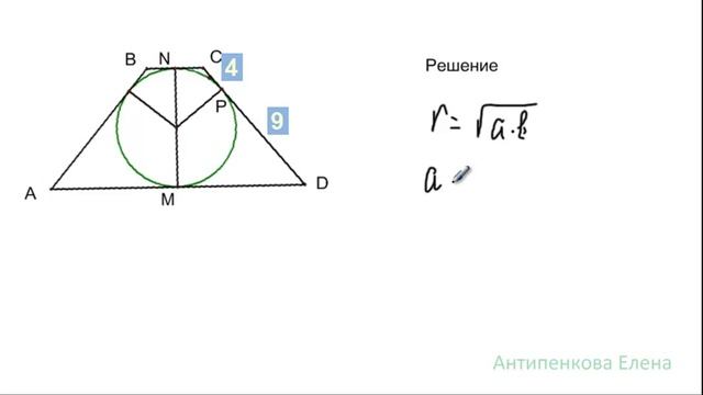 ЕГЭ. Трапеция, описанная около окружности. смотреть онлайн