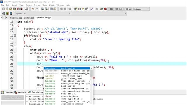 C++ File Handling Part - 4 | Binary File | File Pointer | Read | Write | Search | Update | Delete смотреть онлайн
