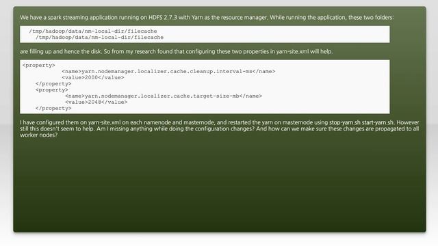 Yarn : Make yarn-site.xml changes effective on worker nodes in cluster смотреть онлайн