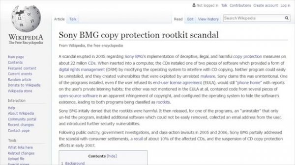 "Copy protected" audio CDs & installing the Sony rootkit