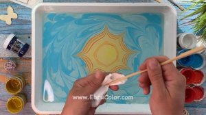 Встречаем лето и рисуем солнышко на воде в технике Эбру!