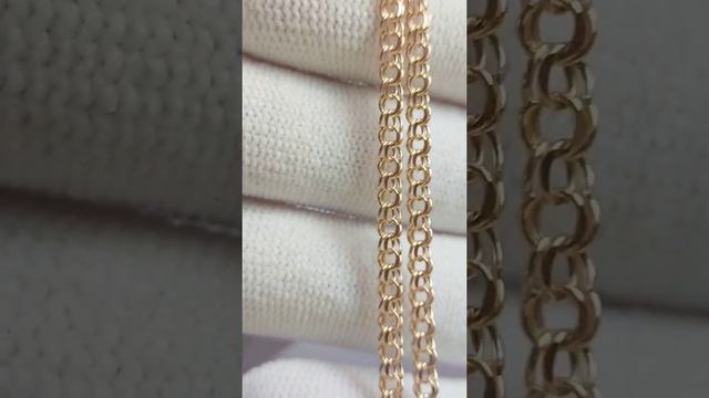 Золотая пустотелая цепь Бисмарк 55см. смотреть онлайн