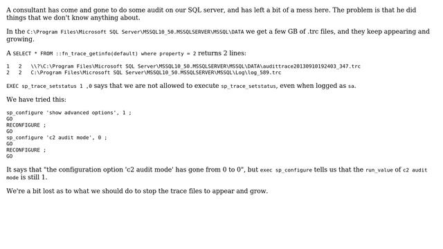 DevOps & SysAdmins: SQL Server Trace keeps outputting files смотреть онлайн