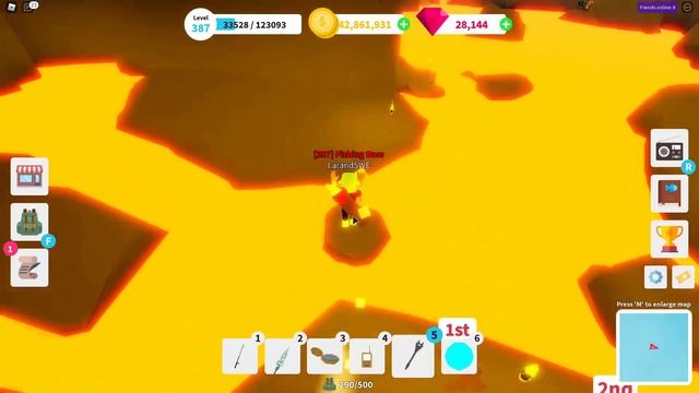 Lava obby inside Eruption Island without using cannons. Fishing Simulator ROBLOX. смотреть онлайн