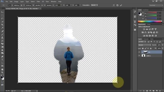 One Image Double Exposure Effect || Photoshop tutorial смотреть онлайн