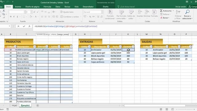 TABLA DE ENTRADAS Y SALIDAS EN EXCEL смотреть онлайн