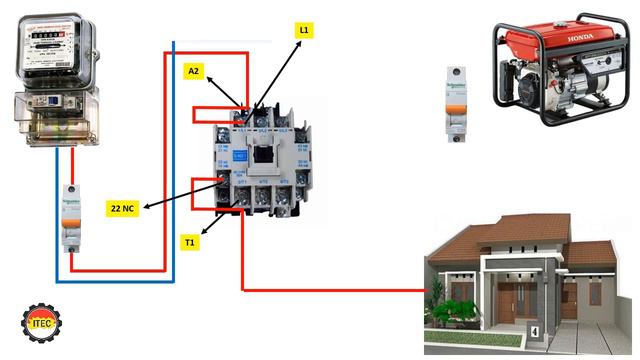 Simulation of Assembling a PLN ATS Circuit to a Generator with 1 Contactor смотреть онлайн