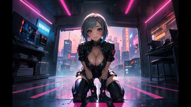 Lofi & Atmospheric Music_ Cyberpunk Girl 🌸 🌸 Waifu Anime Art 🌸 Calm, Study, Stay Focused