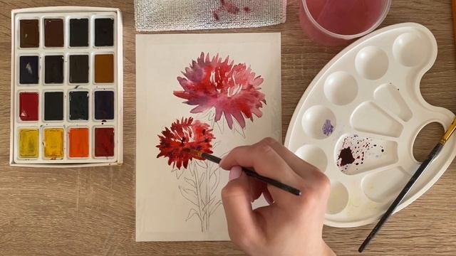 Как нарисовать астру карандашом и акварелью начинающим | Рисунок для детей смотреть онлайн