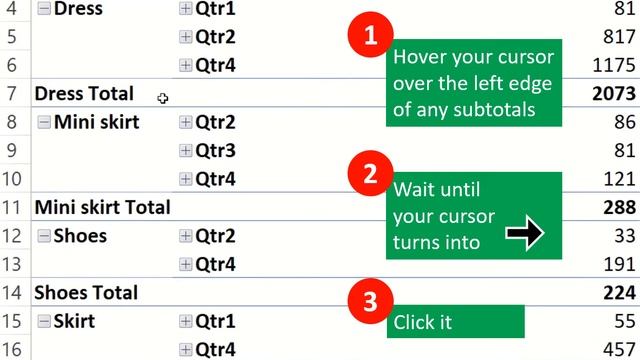 Select And Format All Subtotals Rows In Pivot Table (In Tabular Form) | Dollar Excel смотреть онлайн