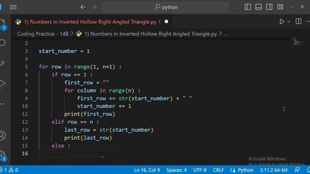 Numbers in Inverted Hollow Right Angled Triangle | Coding Practice - 14B | CCBP 4.0 | Newly смотреть онлайн
