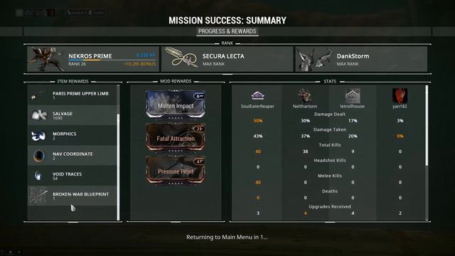 Warframe Two Lith S1 intact runs nekros prime secura lecta смотреть онлайн