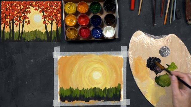 ОСЕННИЙ ЛЕС ?| Как нарисовать ЗОЛОТУЮ ОСЕНЬ| Пошаговое рисование для новичков Гуашью смотреть онлайн