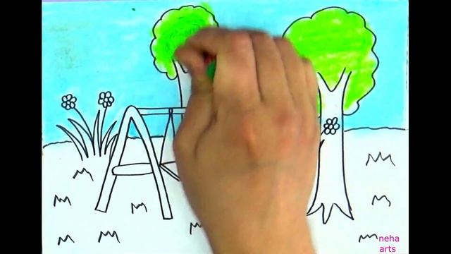 park drawing| How to draw the scene of the park easy step by step| park drawing easy|| смотреть онлайн