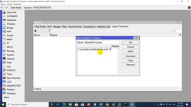Block Fb and youtube on Mikrotk Router Board RB 2011 смотреть онлайн