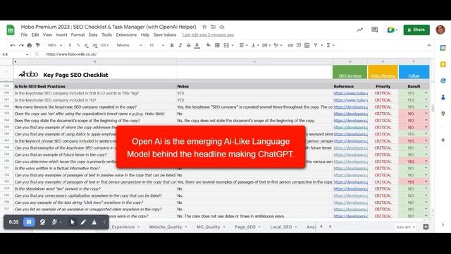 On Page SEO Checklist with OpenAi Api in Google Sheets (Beta) смотреть онлайн