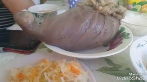 Буряты еда.Бурятское национальное блюдо Хотото (кровь в бараньем желудке)