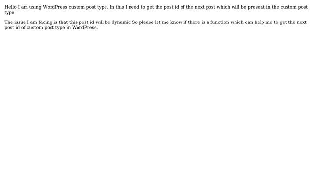 Wordpress: How can I get next post id after current post id for custom post type? смотреть онлайн