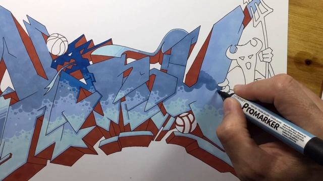 Drawing graffiti with markers #4 // Graffiti Art tutorial // Promarker drawing смотреть онлайн