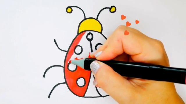 How to draw a ladybug. Coloring book for children.Как нарисовать божью корову. Раскраска для детей смотреть онлайн