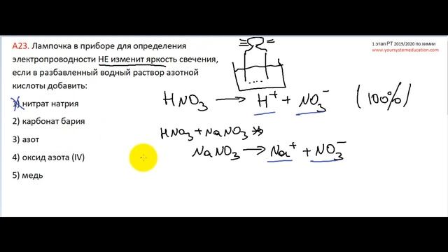 А23 РТ 19-20 этап 1. Электролитическая диссоциация. Тесты по химии смотреть онлайн