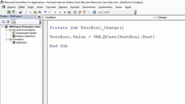 FORMATAR LETRA de TEXTBOX Excel VBA para MAIÚSCULA CAIXA ALTA (UCASE) смотреть онлайн