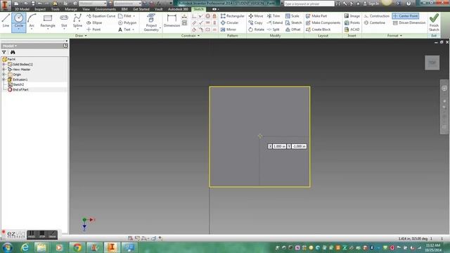 Autodesk Inventor 2014 (Drawing with 3D shapes [Sketch Plane Cube] смотреть онлайн