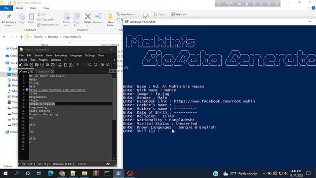BioData Generator program Python -Mahin Bin Hasan смотреть онлайн