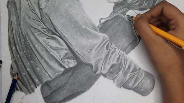 part-2 | sketch | couple potrait | how to draw texture | cloth texture art | art смотреть онлайн