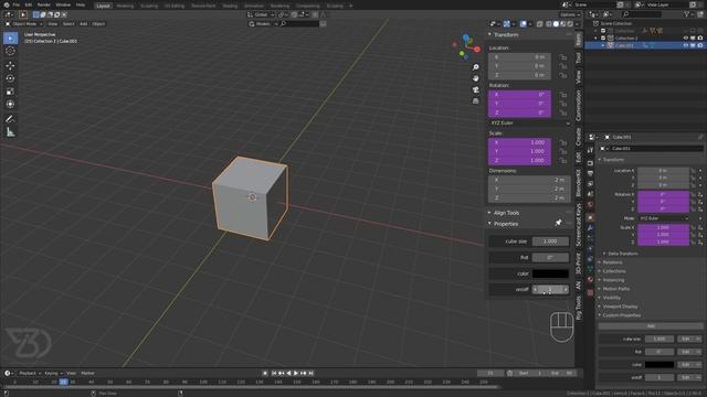 Creating Custom Properties in color, degree, float, and Booleans Value | blender 2.9 смотреть онлайн