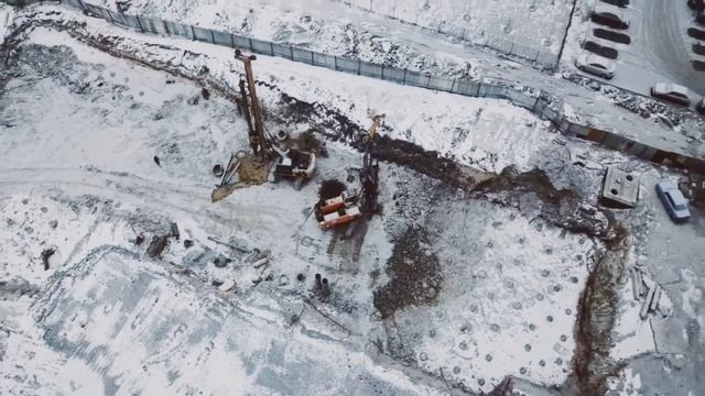 Буровая установка Bauer - возведение буронабивных свай. смотреть онлайн