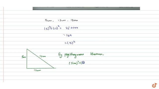 The sides of a triangle are 5 cm, 12 cm and 13 cm. Then its area is : смотреть онлайн