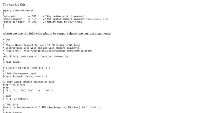 Wordpress: Get all remaining posts after a particular post id смотреть онлайн