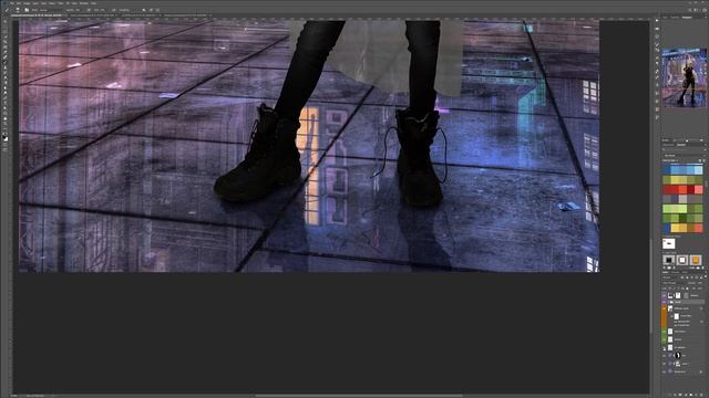 Compositing Cyberpunk scene in Photoshop CC смотреть онлайн