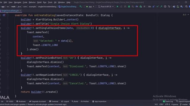 ANDROID - SINGLE CHOICE ALERT DIALOG TUTORIAL IN KOTLIN смотреть онлайн