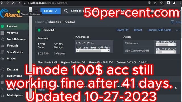 Linode 100$ free trial account still working fine after 41 days. Updated 10-27-2023 смотреть онлайн