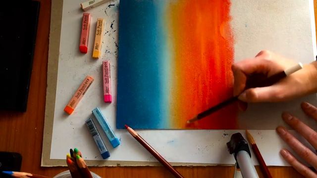 Поэтапный рисунок пейзажа.Урок живописи пастелью На закате смотреть онлайн