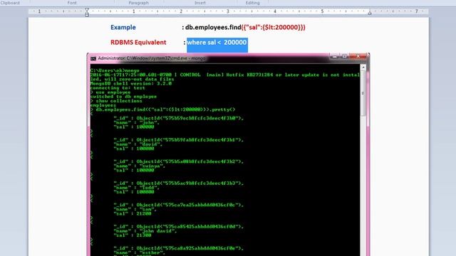 MONGODB FIND $LT LESSTHAN DEMO смотреть онлайн