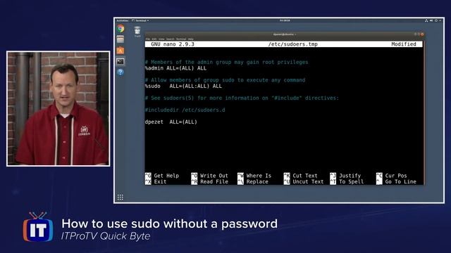 How to Use SUDO Without a Password in Linux | An ITProTV QuickByte смотреть онлайн