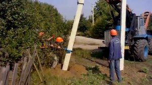 Установка подкоса к железобетонной  опоре СВ-9.5