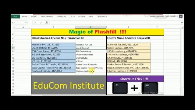 Flash Fill In Excel !!!