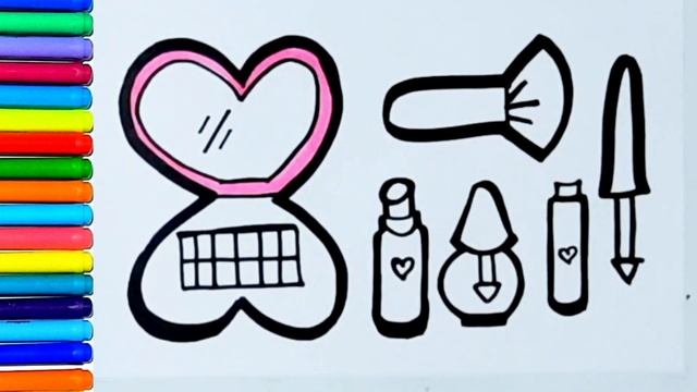 How To Draw Princess Makeup Tools | Как нарисовать набор косметики принцесс|Bolalar Uchun Kosmetika