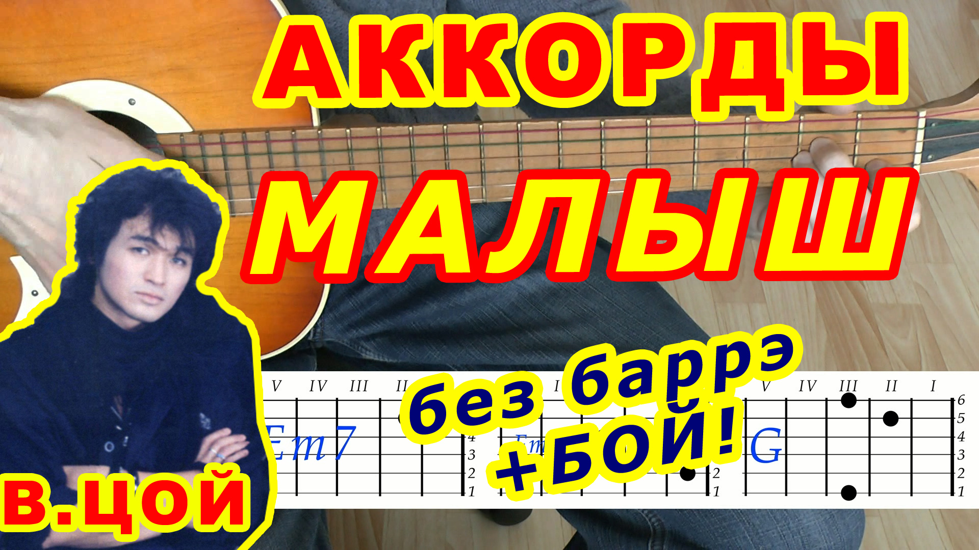 Малыш Аккорды ? Виктор Цой группа Кино ♪ Разбор песни на гитаре ♫ Гитарный бой для начинающих смотреть онлайн