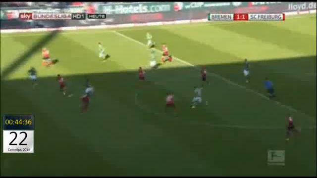 Чемпионат Германии 2014 15 Вердер 1 1 Фрайбург Ди Санто Франко смотреть онлайн